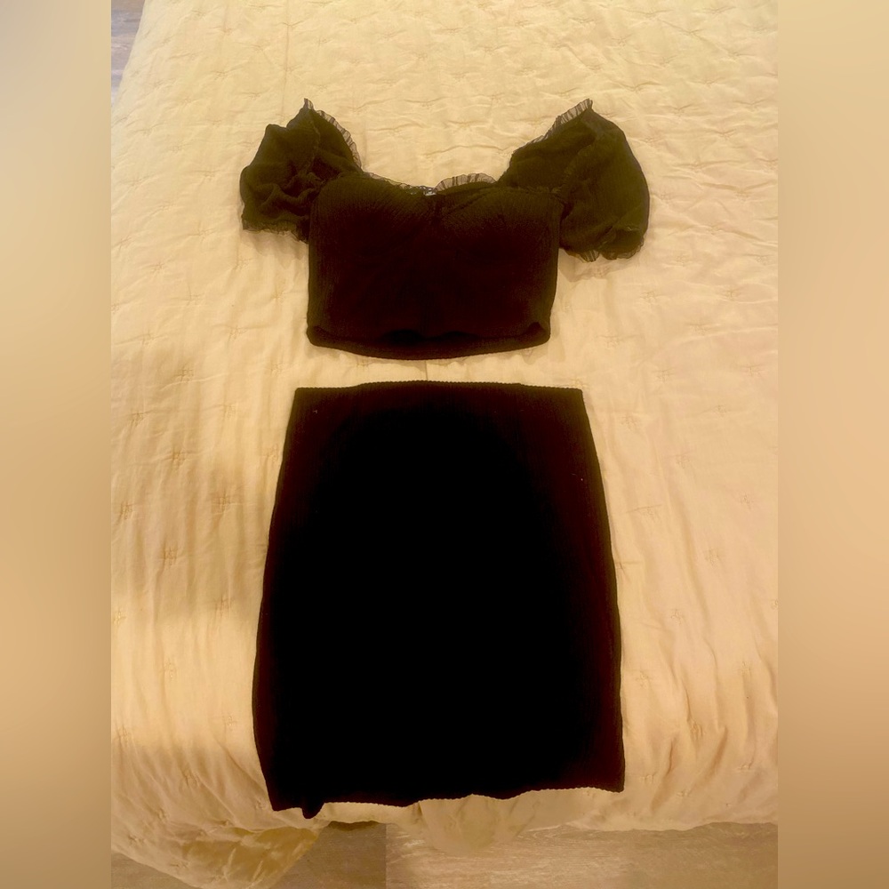Black two piece skirt and crop top